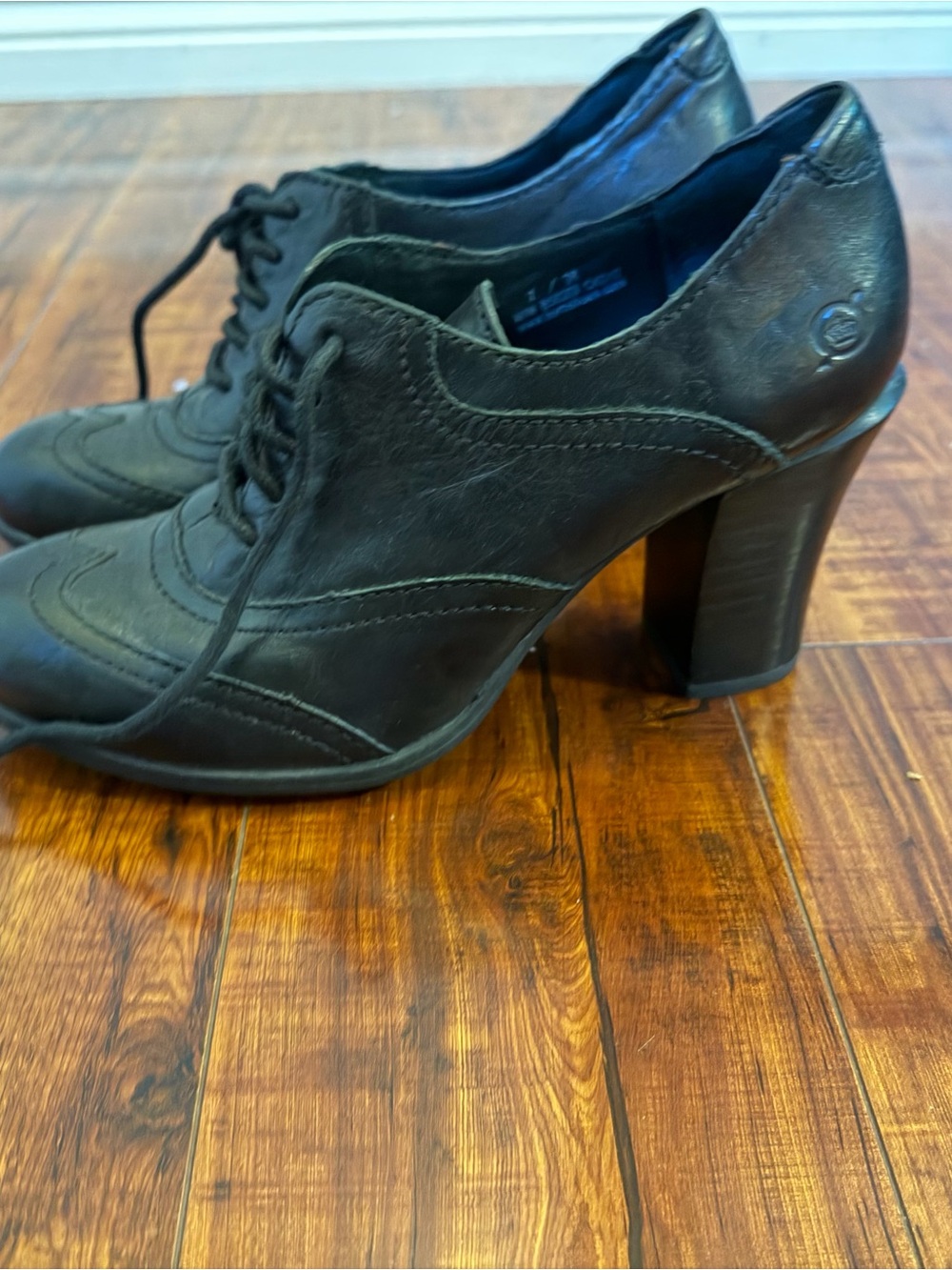 Born Black Lace-Up Heeled Boots - Picture 2 of 6